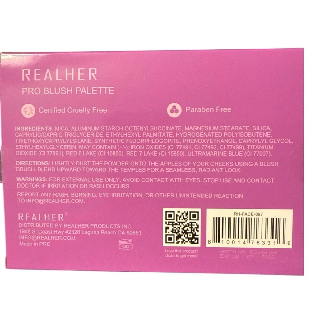 RealHer “You Are Brilliant” Pro Blush Palette 6 Shade Face Palette Cruelty Free